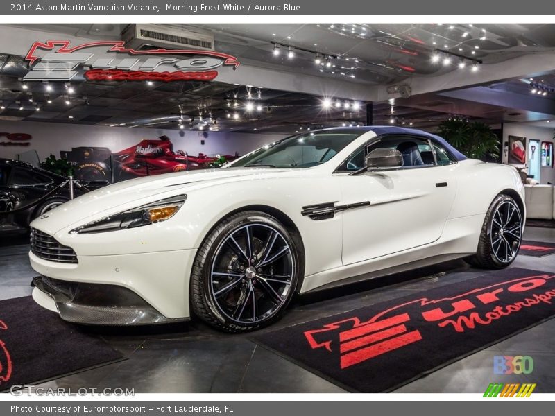 Morning Frost White / Aurora Blue 2014 Aston Martin Vanquish Volante