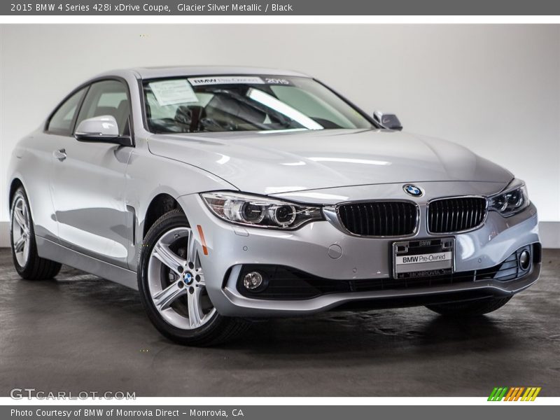 Glacier Silver Metallic / Black 2015 BMW 4 Series 428i xDrive Coupe