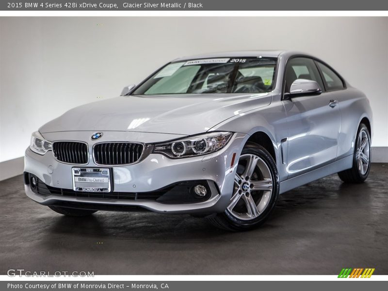 Glacier Silver Metallic / Black 2015 BMW 4 Series 428i xDrive Coupe
