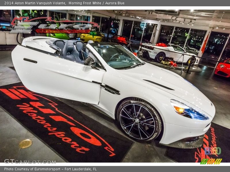 Morning Frost White / Aurora Blue 2014 Aston Martin Vanquish Volante