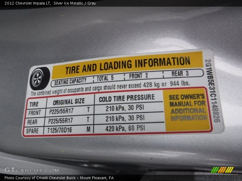 Silver Ice Metallic / Gray 2012 Chevrolet Impala LT