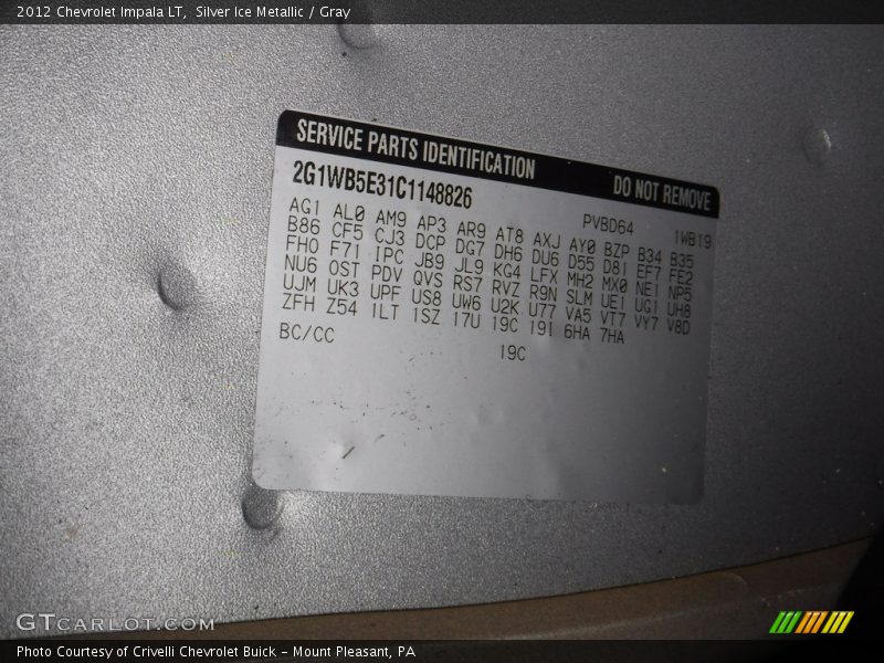 Silver Ice Metallic / Gray 2012 Chevrolet Impala LT