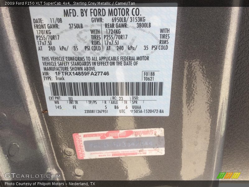 Sterling Grey Metallic / Camel/Tan 2009 Ford F150 XLT SuperCab 4x4