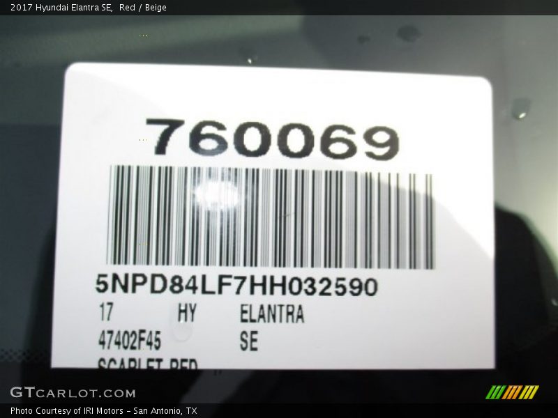 Red / Beige 2017 Hyundai Elantra SE