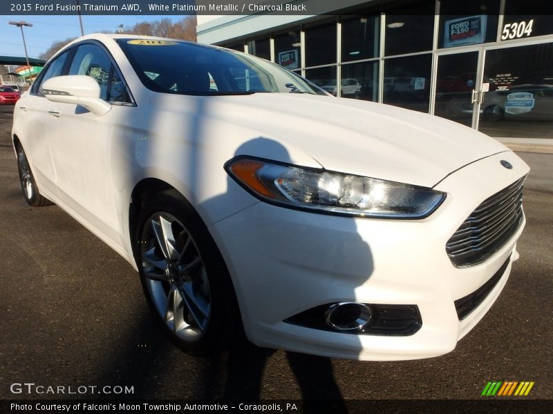 White Platinum Metallic / Charcoal Black 2015 Ford Fusion Titanium AWD