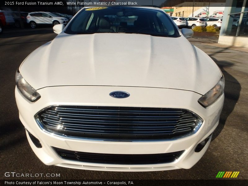 White Platinum Metallic / Charcoal Black 2015 Ford Fusion Titanium AWD