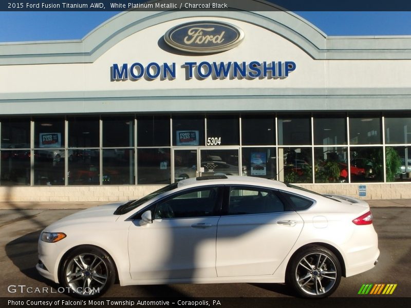 White Platinum Metallic / Charcoal Black 2015 Ford Fusion Titanium AWD
