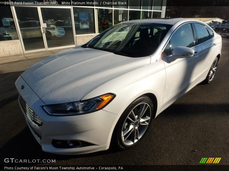 White Platinum Metallic / Charcoal Black 2015 Ford Fusion Titanium AWD