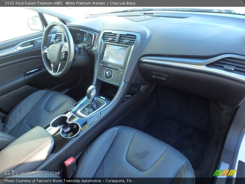 White Platinum Metallic / Charcoal Black 2015 Ford Fusion Titanium AWD