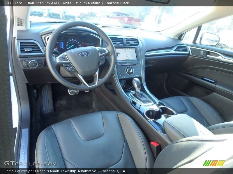 White Platinum Metallic / Charcoal Black 2015 Ford Fusion Titanium AWD
