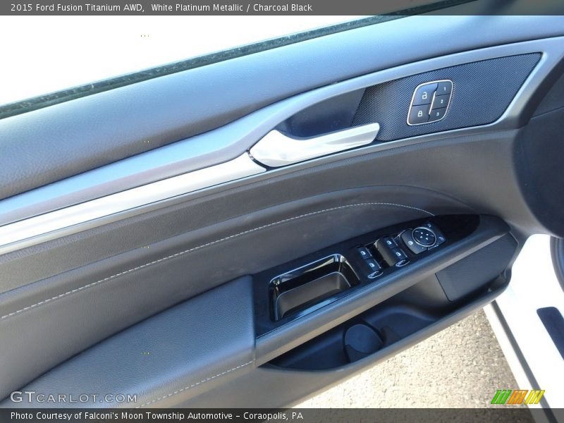 White Platinum Metallic / Charcoal Black 2015 Ford Fusion Titanium AWD