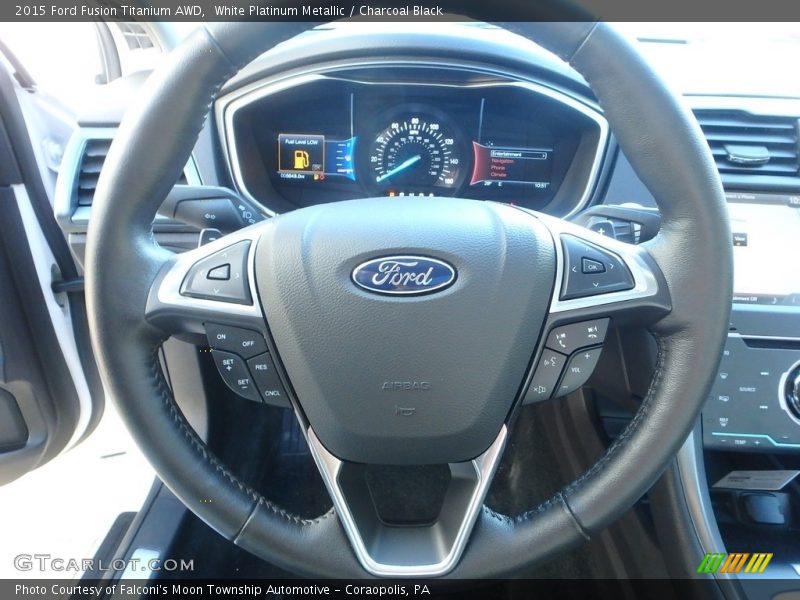 White Platinum Metallic / Charcoal Black 2015 Ford Fusion Titanium AWD