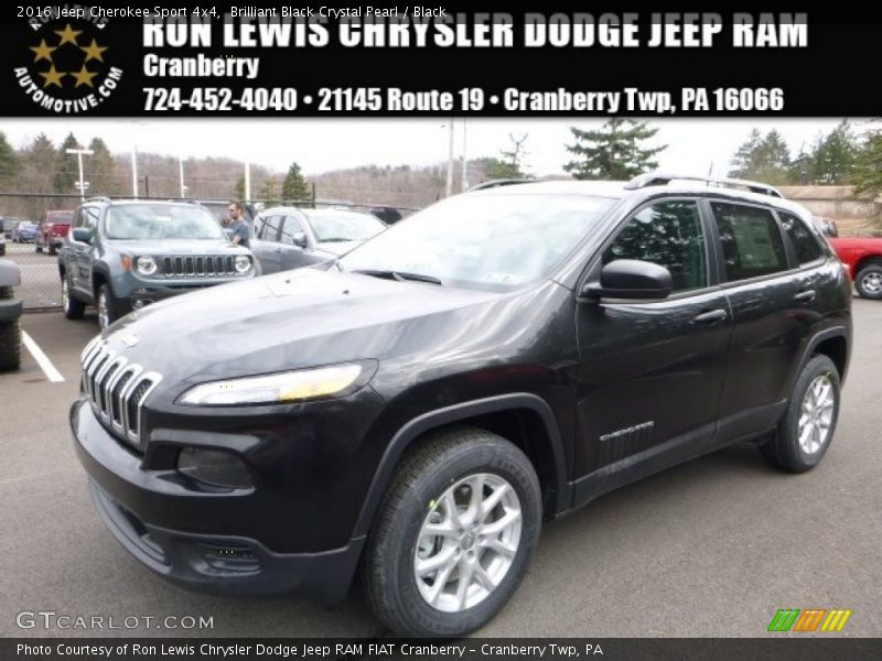 Brilliant Black Crystal Pearl / Black 2016 Jeep Cherokee Sport 4x4