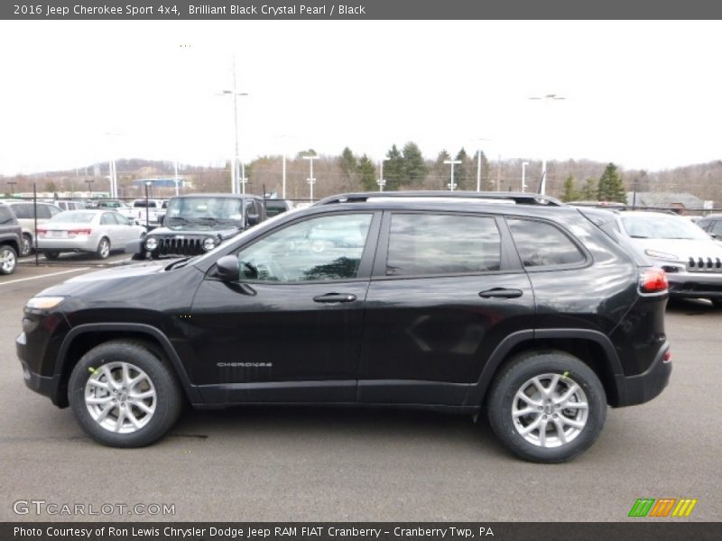 Brilliant Black Crystal Pearl / Black 2016 Jeep Cherokee Sport 4x4