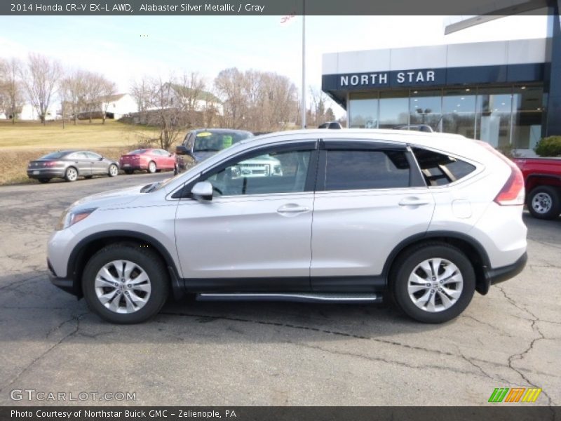 Alabaster Silver Metallic / Gray 2014 Honda CR-V EX-L AWD