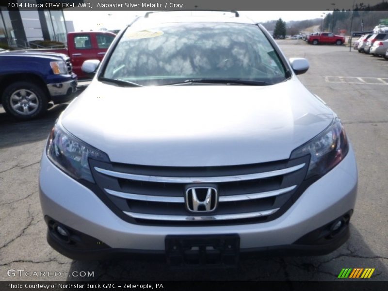 Alabaster Silver Metallic / Gray 2014 Honda CR-V EX-L AWD