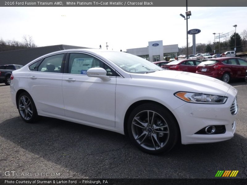White Platinum Tri-Coat Metallic / Charcoal Black 2016 Ford Fusion Titanium AWD
