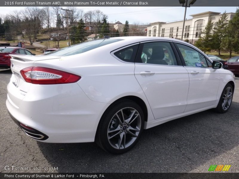 White Platinum Tri-Coat Metallic / Charcoal Black 2016 Ford Fusion Titanium AWD