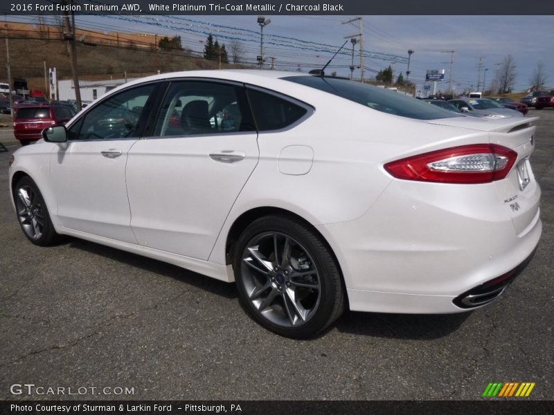 White Platinum Tri-Coat Metallic / Charcoal Black 2016 Ford Fusion Titanium AWD