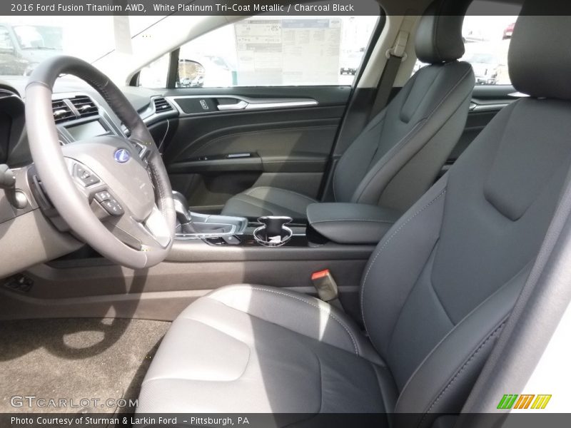White Platinum Tri-Coat Metallic / Charcoal Black 2016 Ford Fusion Titanium AWD