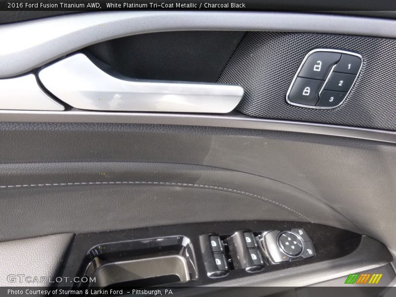 White Platinum Tri-Coat Metallic / Charcoal Black 2016 Ford Fusion Titanium AWD