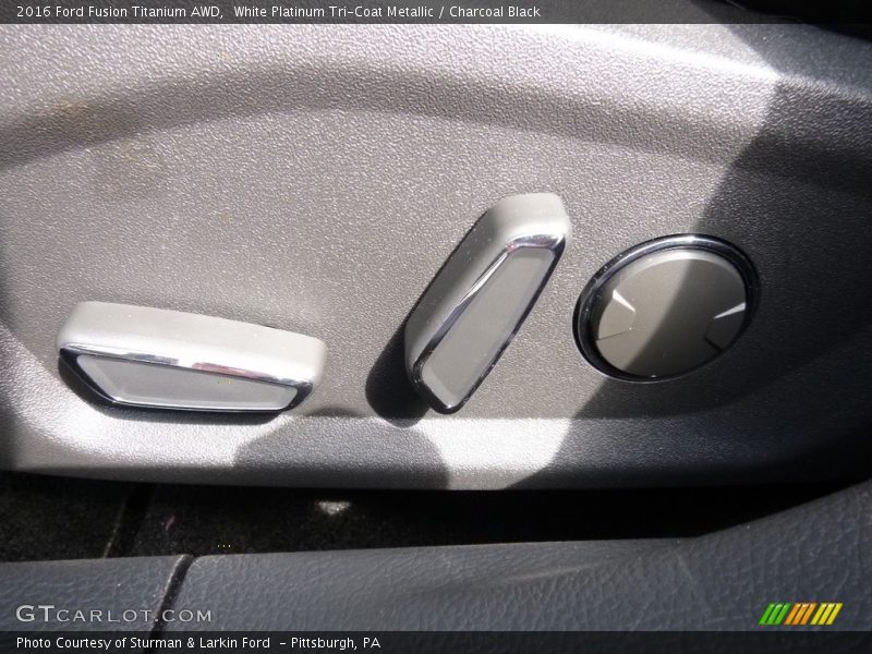White Platinum Tri-Coat Metallic / Charcoal Black 2016 Ford Fusion Titanium AWD
