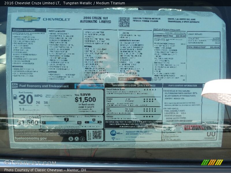 Tungsten Metallic / Medium Titanium 2016 Chevrolet Cruze Limited LT