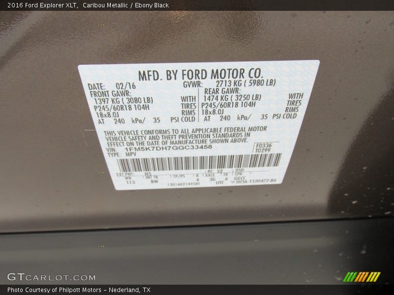 Caribou Metallic / Ebony Black 2016 Ford Explorer XLT