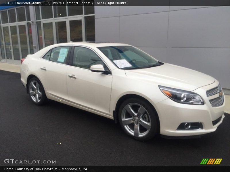 White Diamond Tricoat / Cocoa/Light Neutral 2013 Chevrolet Malibu LTZ