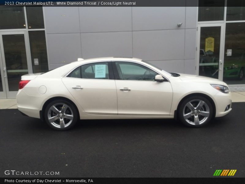 White Diamond Tricoat / Cocoa/Light Neutral 2013 Chevrolet Malibu LTZ