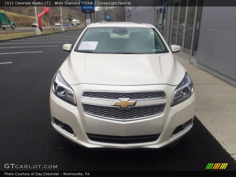 White Diamond Tricoat / Cocoa/Light Neutral 2013 Chevrolet Malibu LTZ
