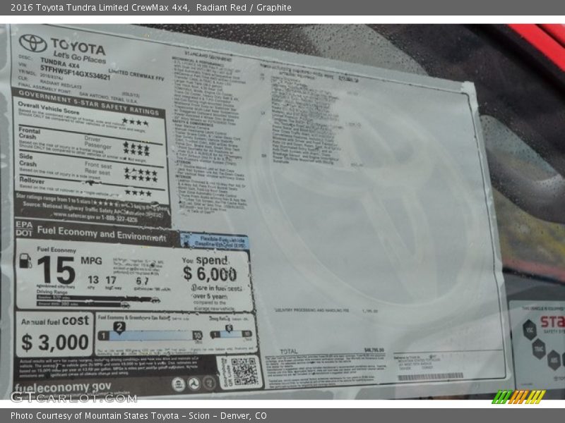 Radiant Red / Graphite 2016 Toyota Tundra Limited CrewMax 4x4