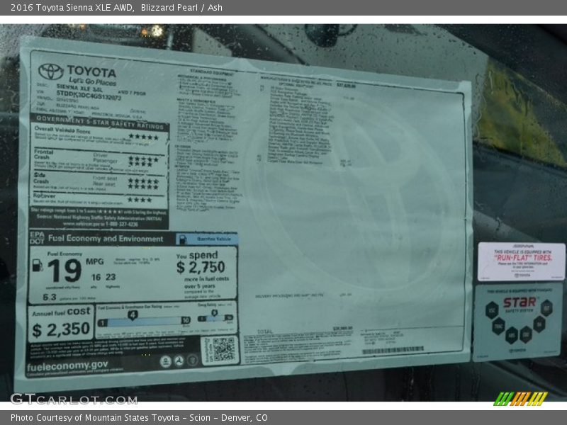 Blizzard Pearl / Ash 2016 Toyota Sienna XLE AWD