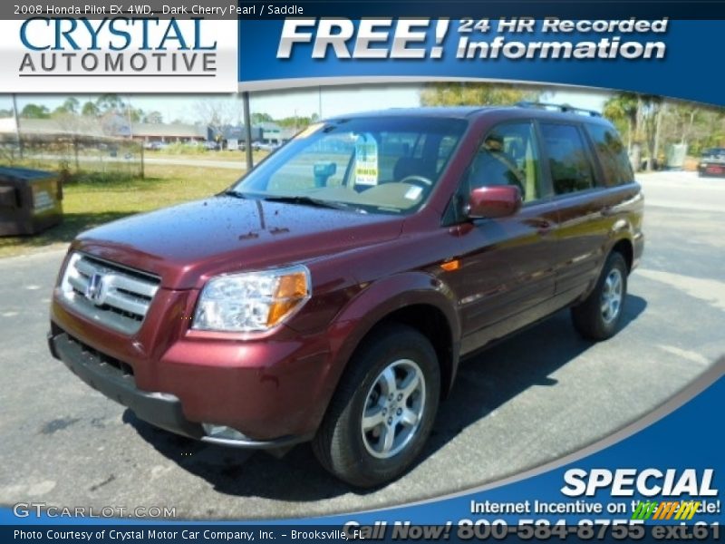 Dark Cherry Pearl / Saddle 2008 Honda Pilot EX 4WD