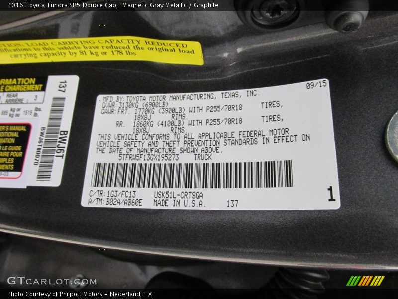 Magnetic Gray Metallic / Graphite 2016 Toyota Tundra SR5 Double Cab