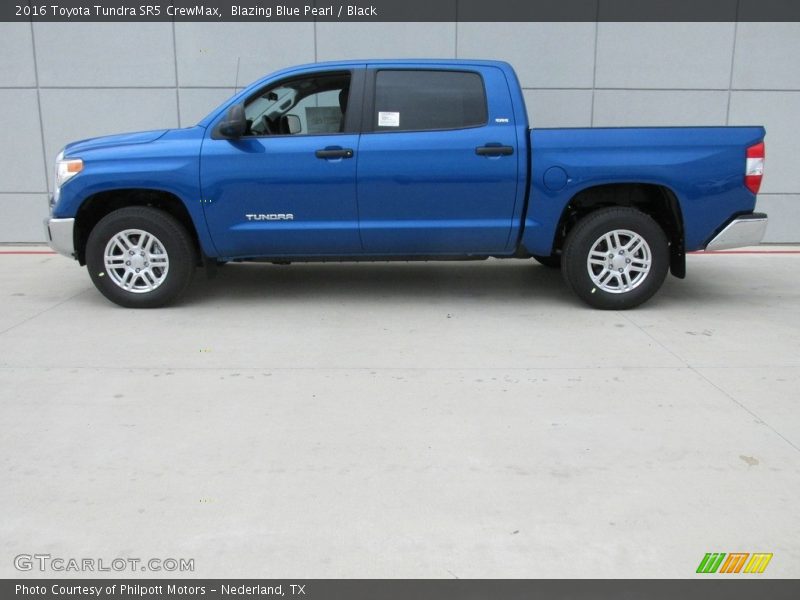 Blazing Blue Pearl / Black 2016 Toyota Tundra SR5 CrewMax