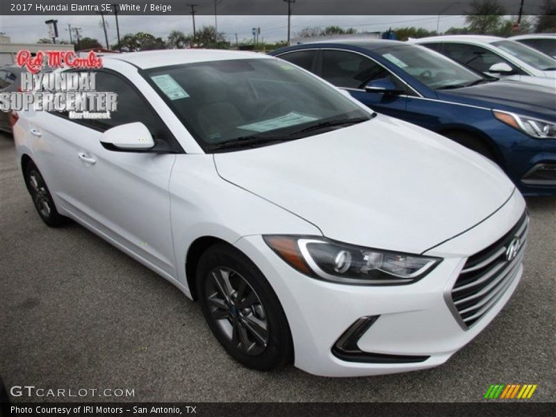 White / Beige 2017 Hyundai Elantra SE