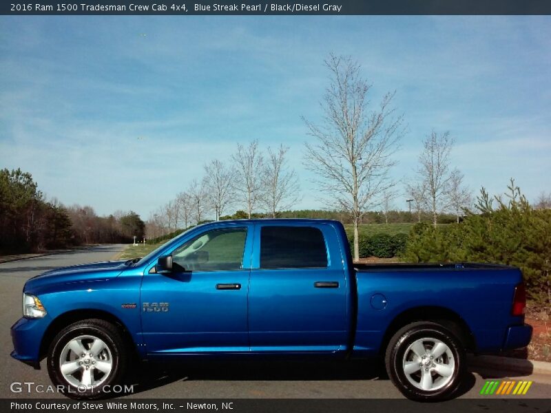 Blue Streak Pearl / Black/Diesel Gray 2016 Ram 1500 Tradesman Crew Cab 4x4