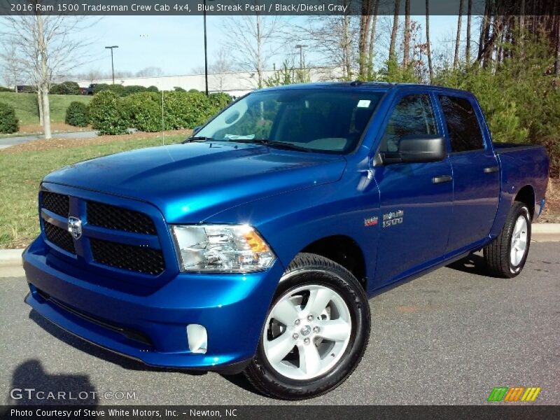 Blue Streak Pearl / Black/Diesel Gray 2016 Ram 1500 Tradesman Crew Cab 4x4
