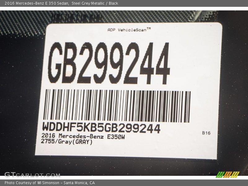 Steel Grey Metallic / Black 2016 Mercedes-Benz E 350 Sedan