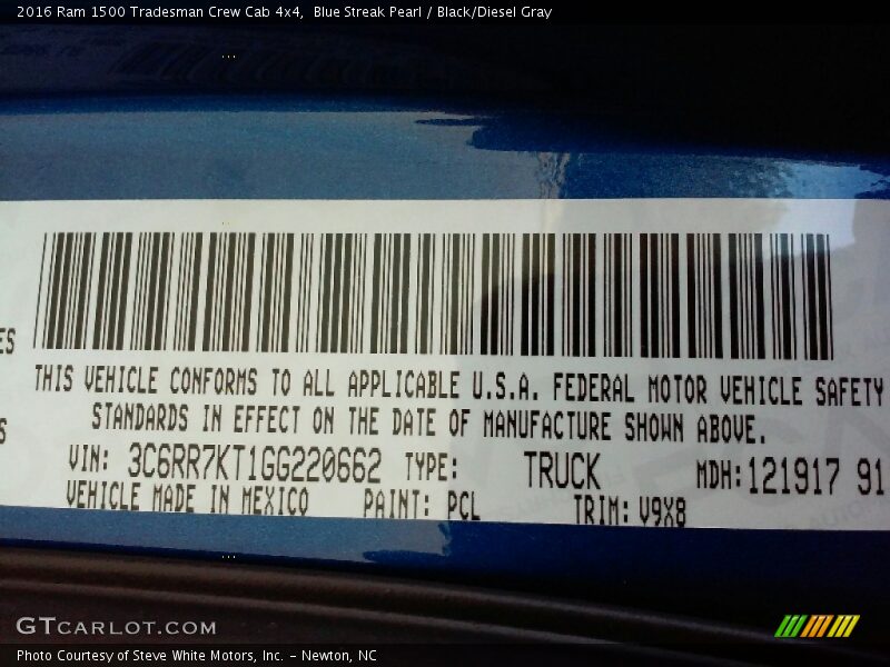 Blue Streak Pearl / Black/Diesel Gray 2016 Ram 1500 Tradesman Crew Cab 4x4