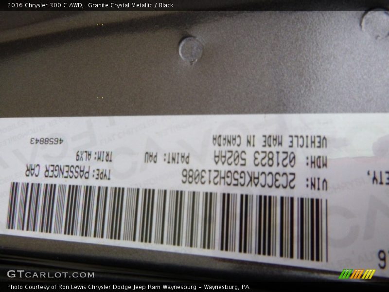Granite Crystal Metallic / Black 2016 Chrysler 300 C AWD