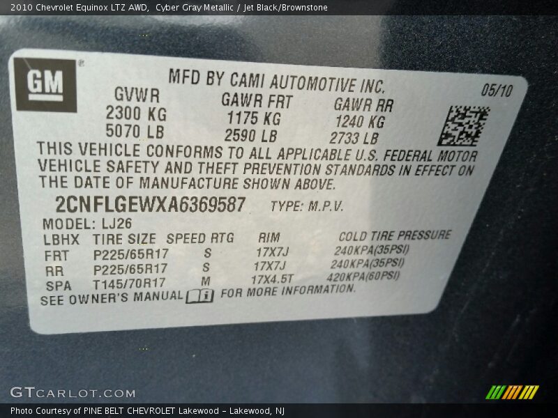 Cyber Gray Metallic / Jet Black/Brownstone 2010 Chevrolet Equinox LTZ AWD