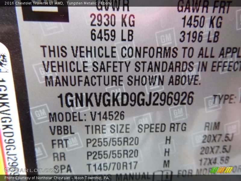 Tungsten Metallic / Ebony 2016 Chevrolet Traverse LT AWD