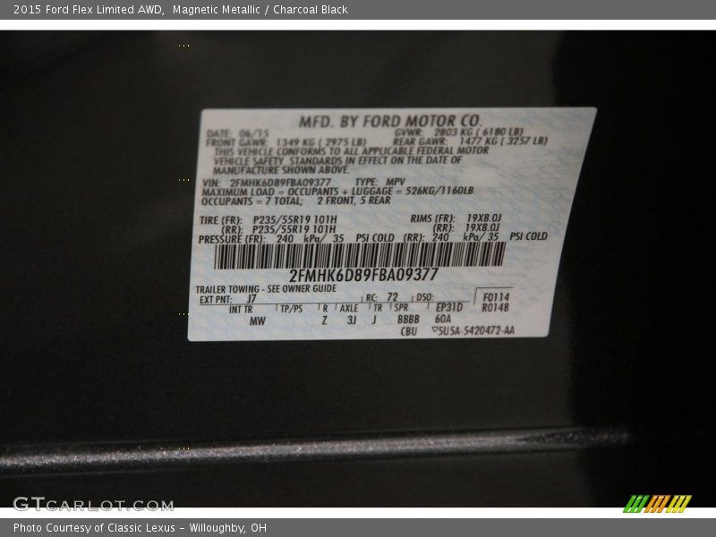 Magnetic Metallic / Charcoal Black 2015 Ford Flex Limited AWD