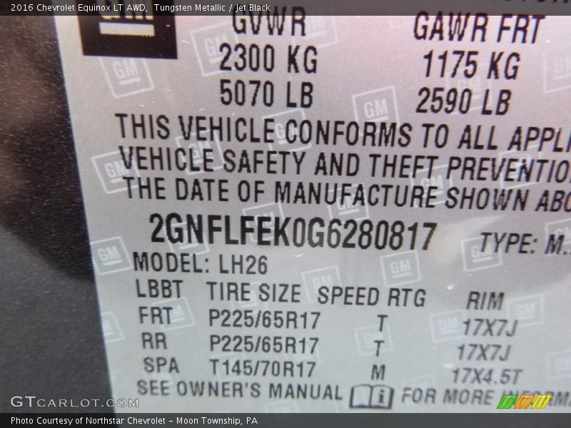 Tungsten Metallic / Jet Black 2016 Chevrolet Equinox LT AWD