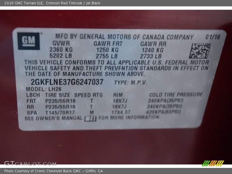 Crimson Red Tintcoat / Jet Black 2016 GMC Terrain SLE