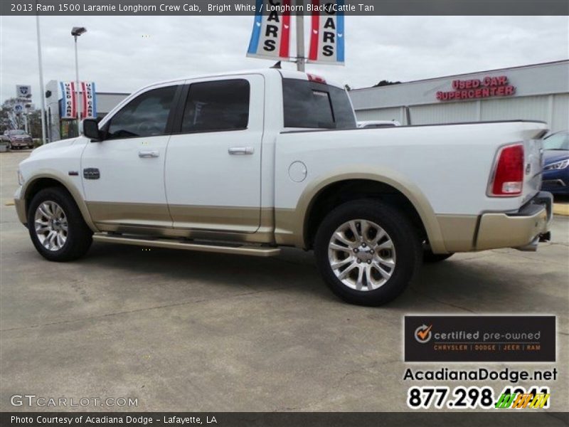 Bright White / Longhorn Black/Cattle Tan 2013 Ram 1500 Laramie Longhorn Crew Cab