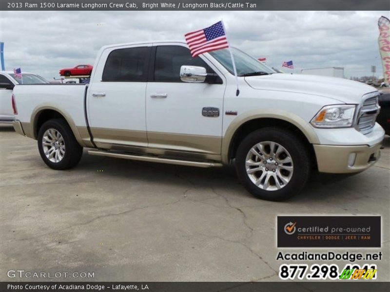 Bright White / Longhorn Black/Cattle Tan 2013 Ram 1500 Laramie Longhorn Crew Cab