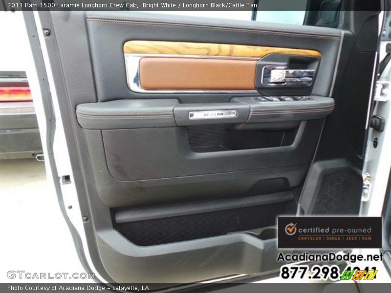 Bright White / Longhorn Black/Cattle Tan 2013 Ram 1500 Laramie Longhorn Crew Cab